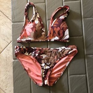 Aerie brown floral bikini set